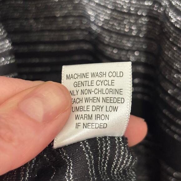 Studio Works Top 3X Silver Mock Base Layer Stretch Basic Metallic Cotton Poly - Picture 9 of 10